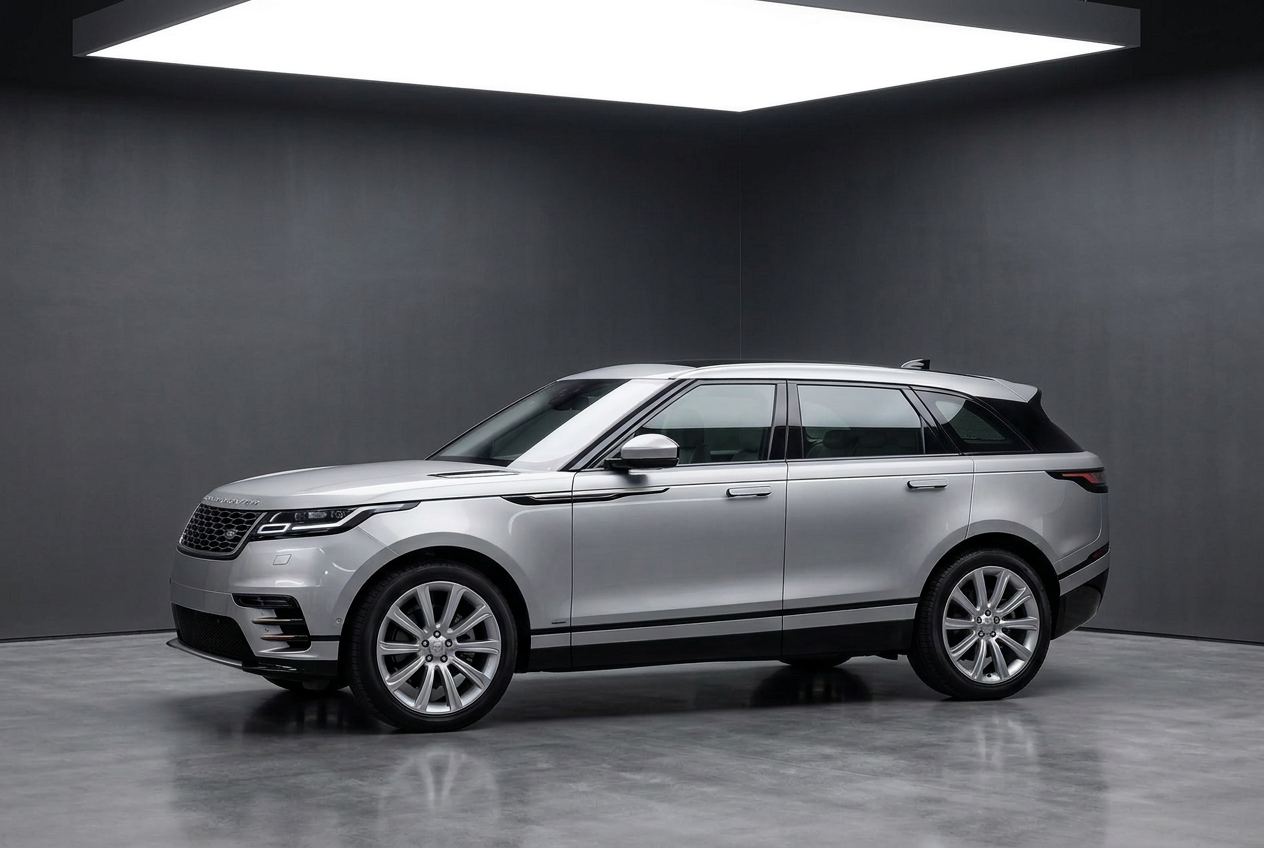 Range Rover Velar em salão elegante, cena ilustrativa